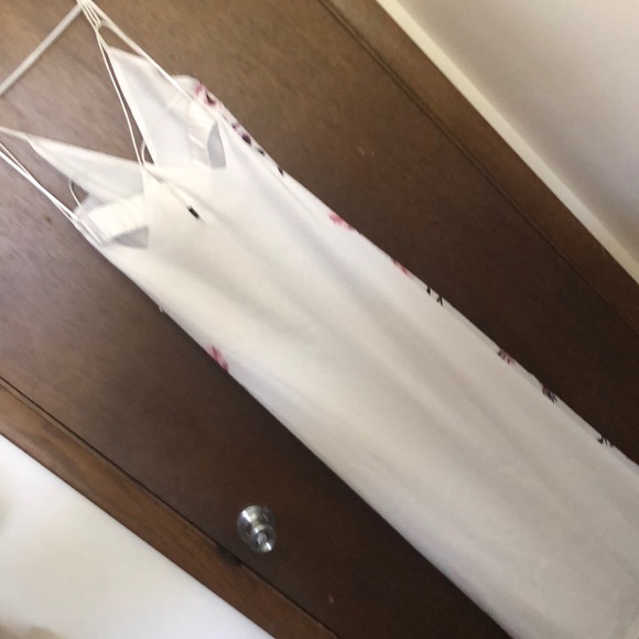 🌺 White Orchid Tropical Floral Backless Cross Maxi Dress ❣️ Holiday Getaway - Picture 6 of 11